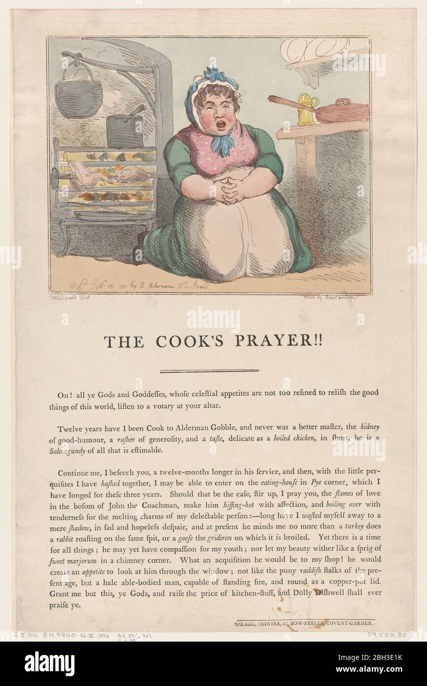 The Cook's Prayer!!, September 15, 1801. Stock Photo