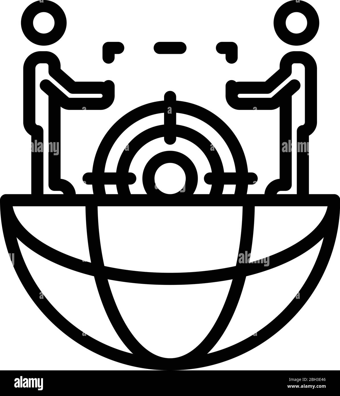 Global headhunter cooperation icon, outline style Stock Vector