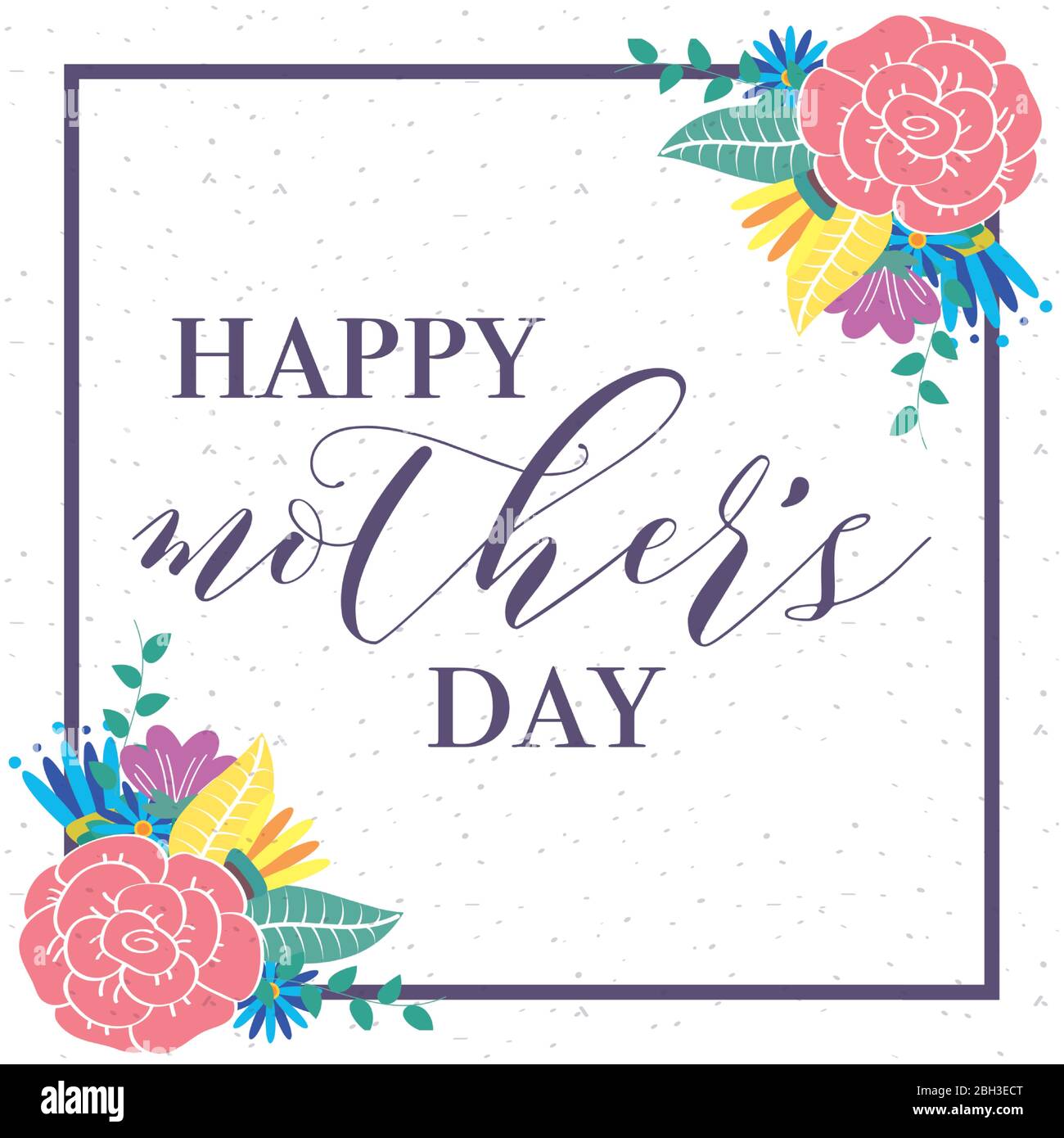 happy mothers day card with flowers square frame Stock Vector Image ...