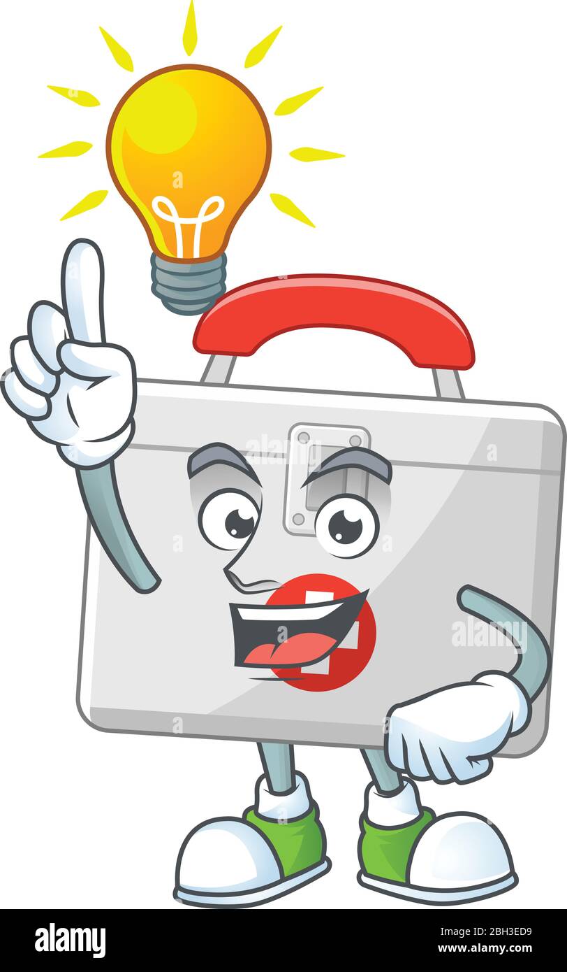 A genius first aid kit mascot character design have an idea Stock ...