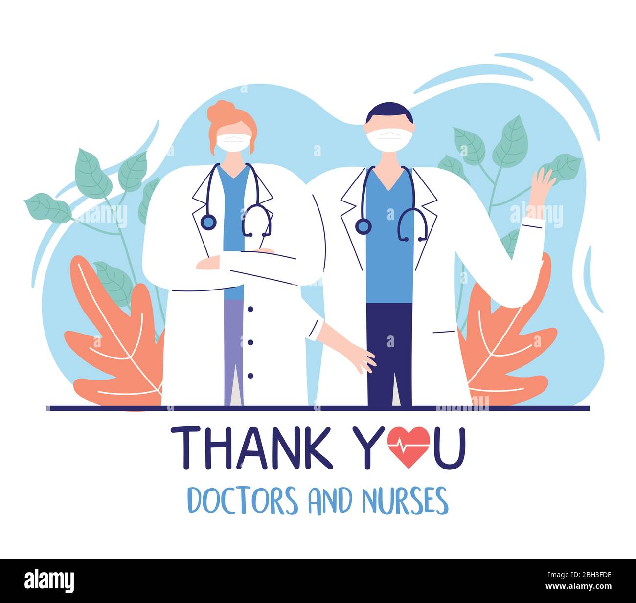 thank you doctors and nurses, male and female physicians professional ...