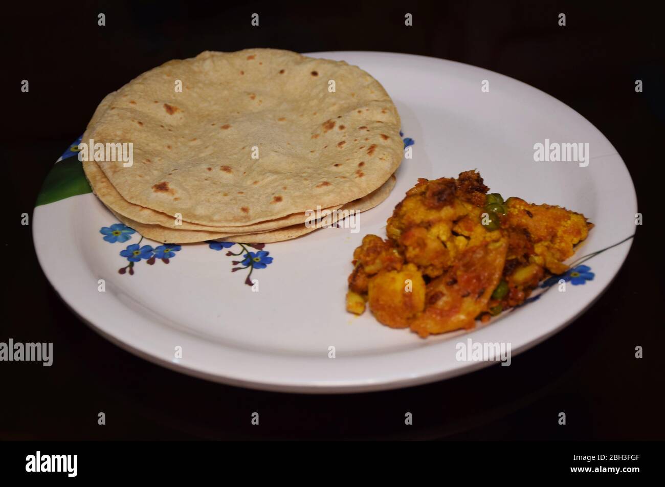 Indian food Roti with Subji or Vegetable platter. Indian dish, Indian cuisine Stock Photo Alamy