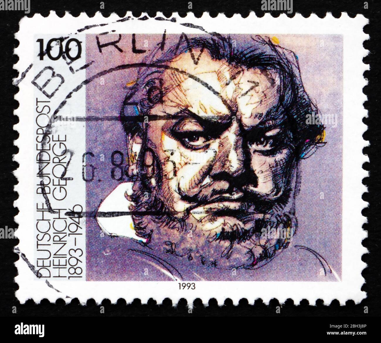 GERMANY - CIRCA 1993: a stamp printed in the Germany shows Heinrich George, Stage and Film Actor, circa 1993 Stock Photo