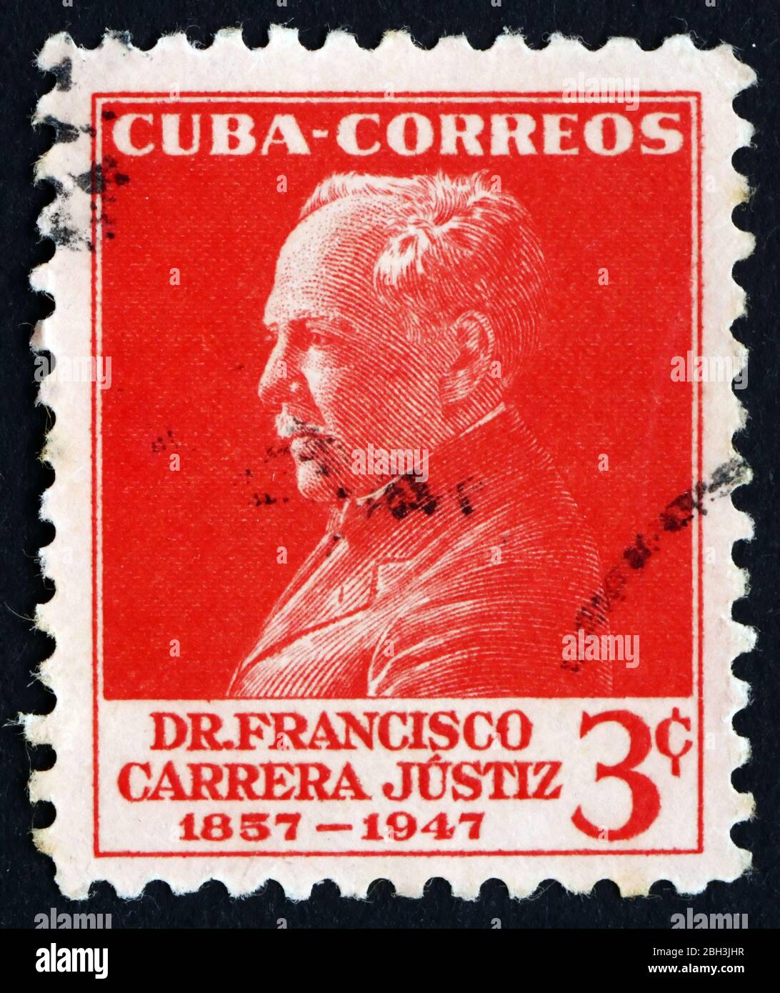 CUBA - CIRCA 1953: a stamp printed in the Cuba shows Francisco Carrera Justiz, Educator and Statesman, circa 1953 Stock Photo