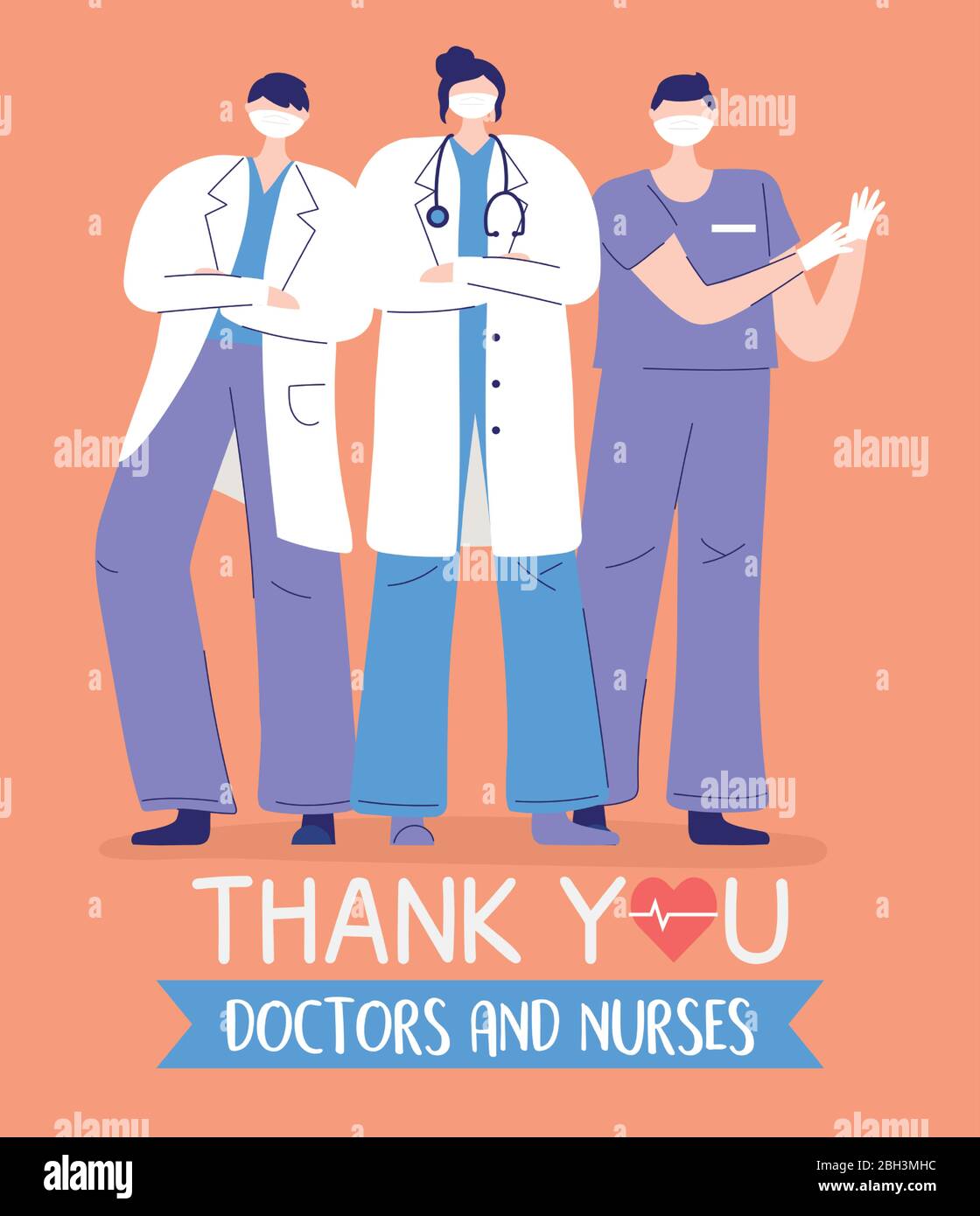 thank you doctors and nurses, female and male physician and nurse staff ...