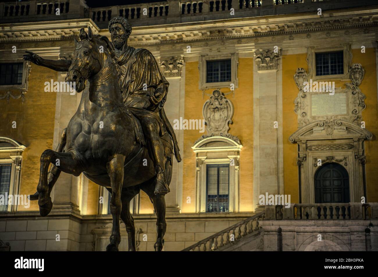Man On Horse Bronze Statue In Rome Stock Photo Alamy