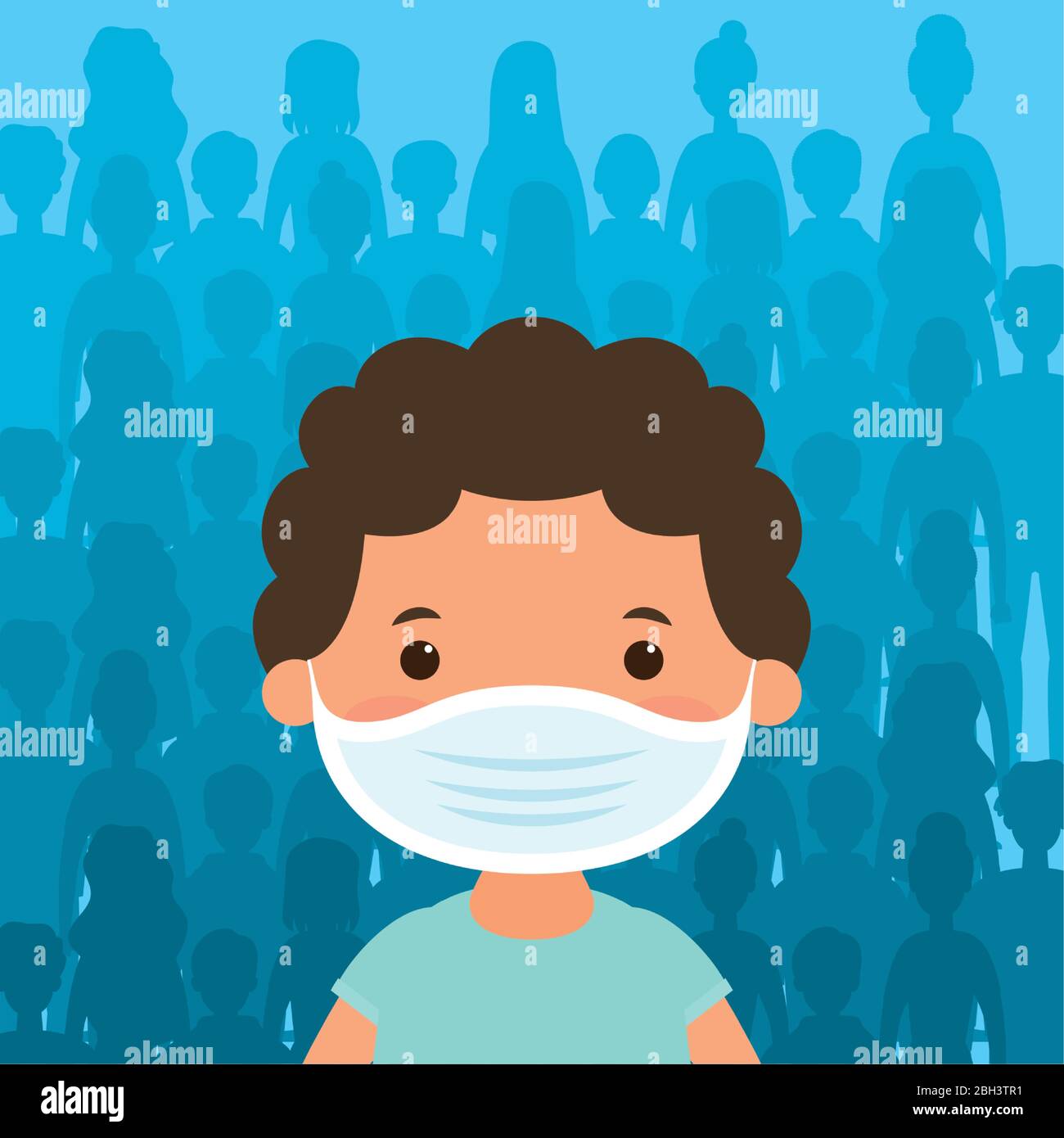 little boy using face mask character Stock Vector Image & Art - Alamy