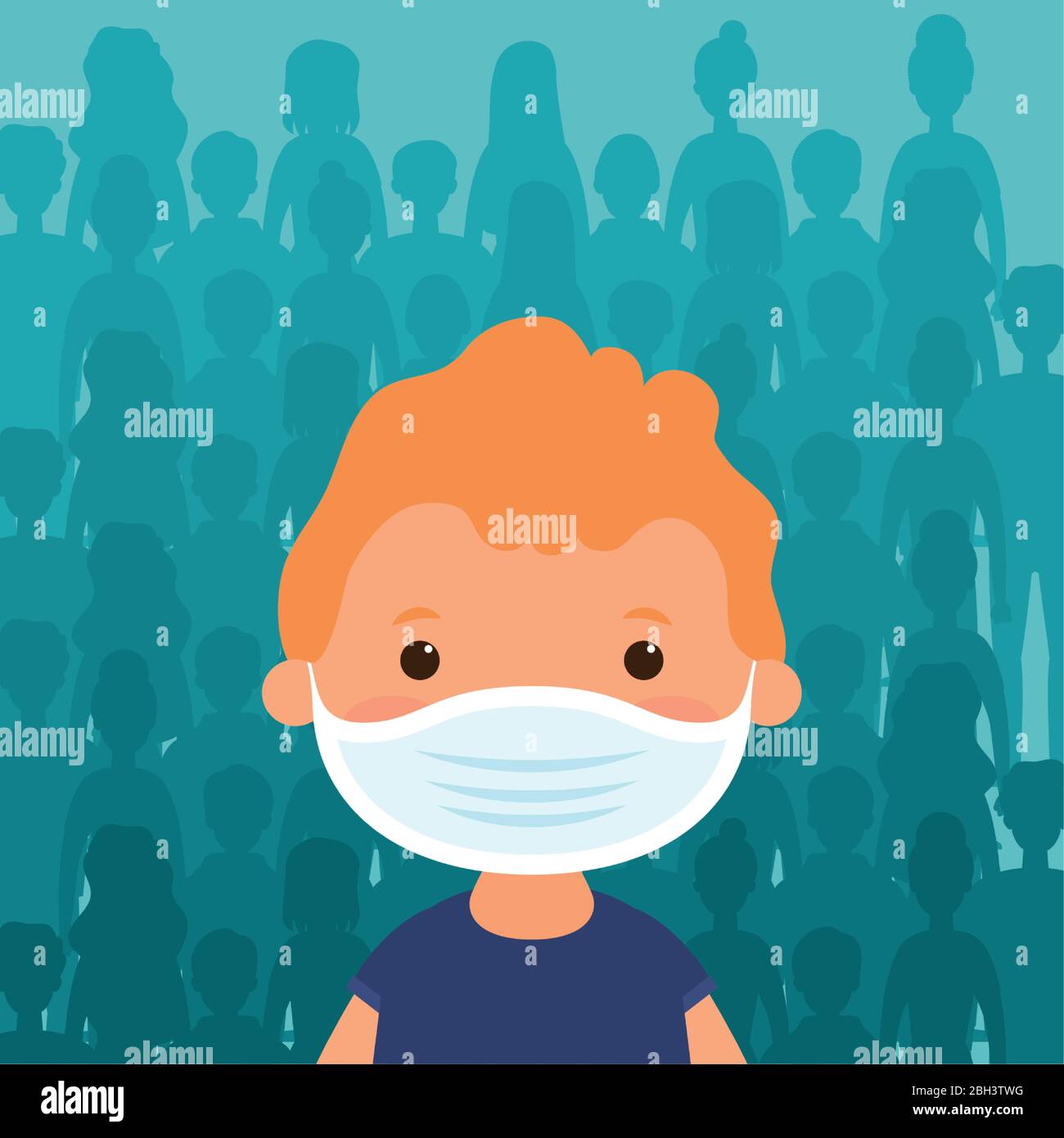 little boy using face mask character Stock Vector Image & Art - Alamy