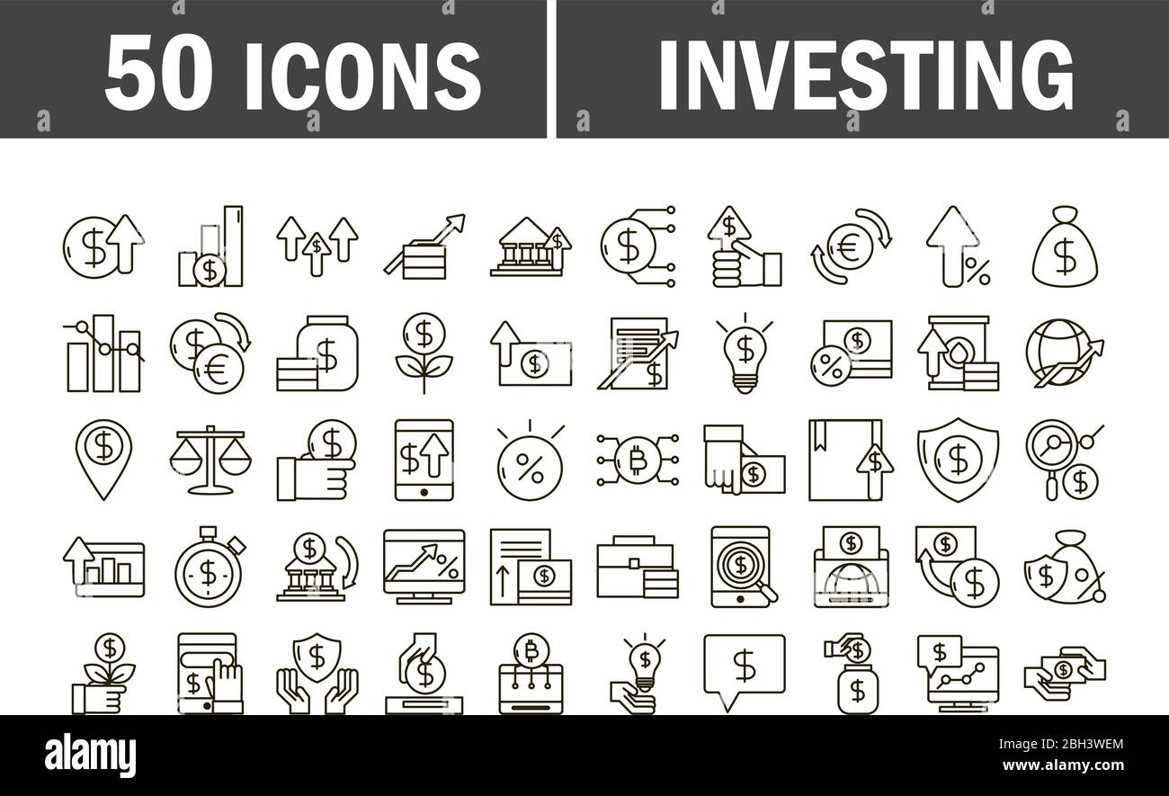 investing business financial economy money icons set vector ...