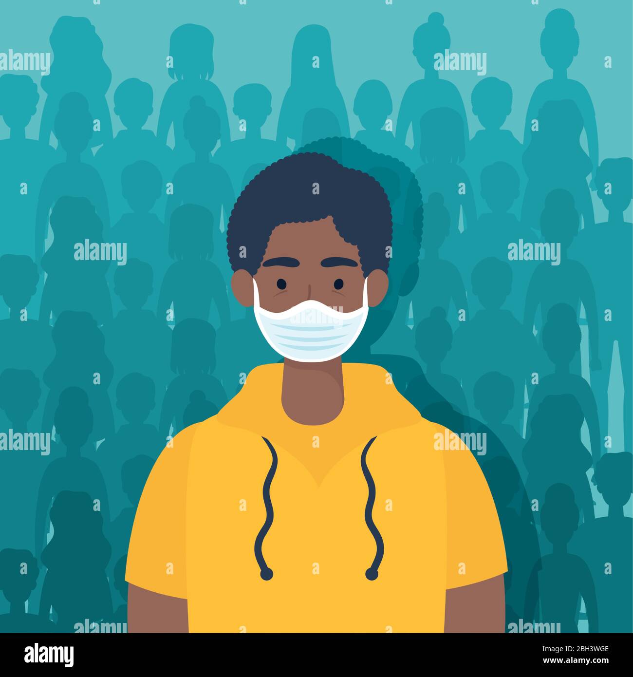 afro young man using face mask character Stock Vector Image & Art - Alamy