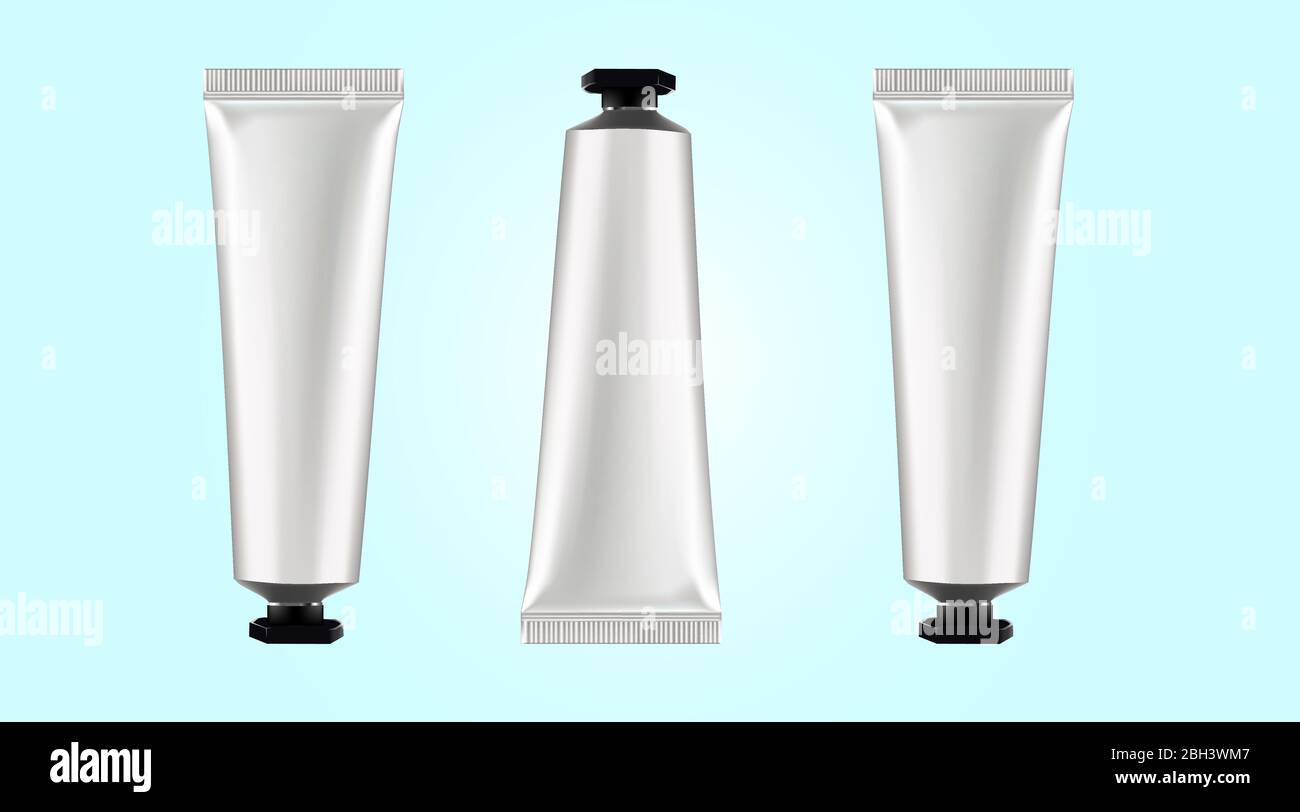 Download Realistic Small Plastic Tube Cream Vector Mock Up Cosmetic Cream Tooth Paste Glue Silver Packaging Illustration Isolated With Black Lid Stock Vector Image Art Alamy