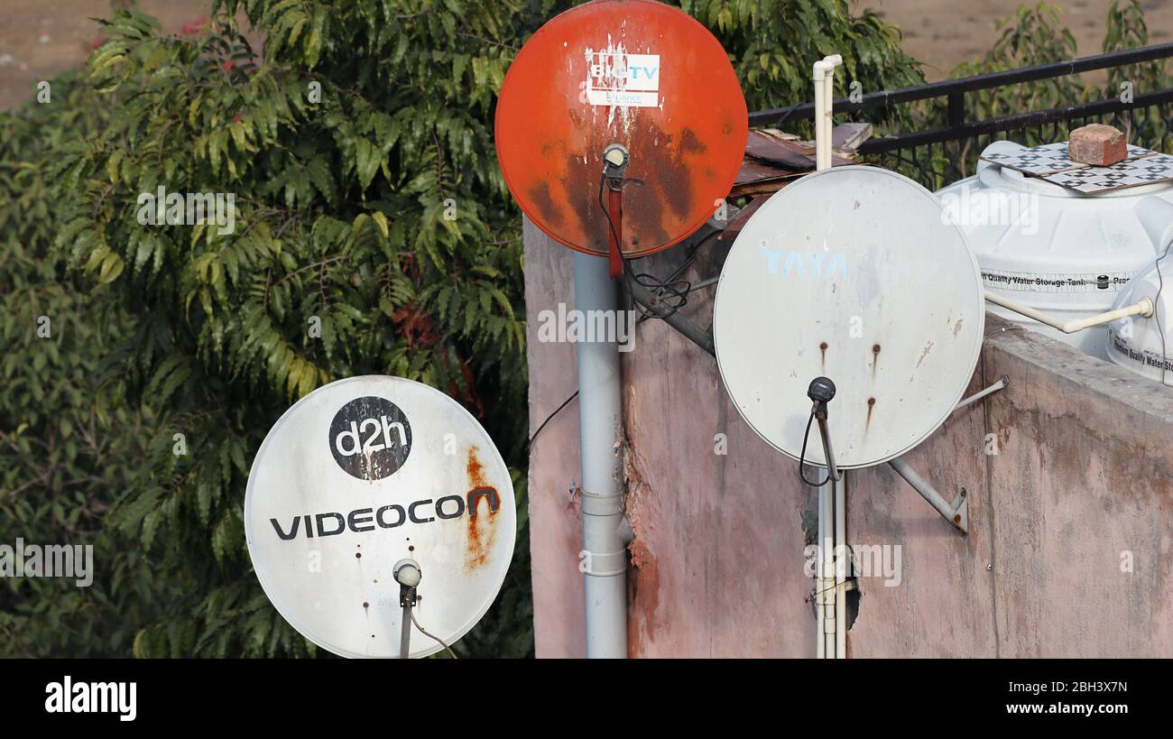 Satellite Dish on rooftop Stock Photo - Alamy