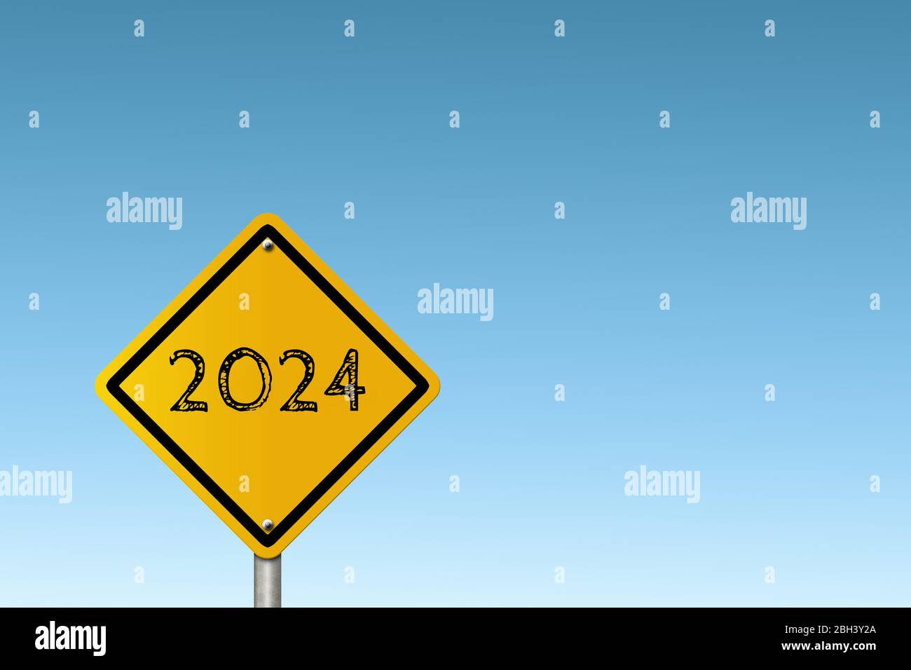 2024 Direction Sign With Empty Copy Space New Year Concept 2BH3Y2A 