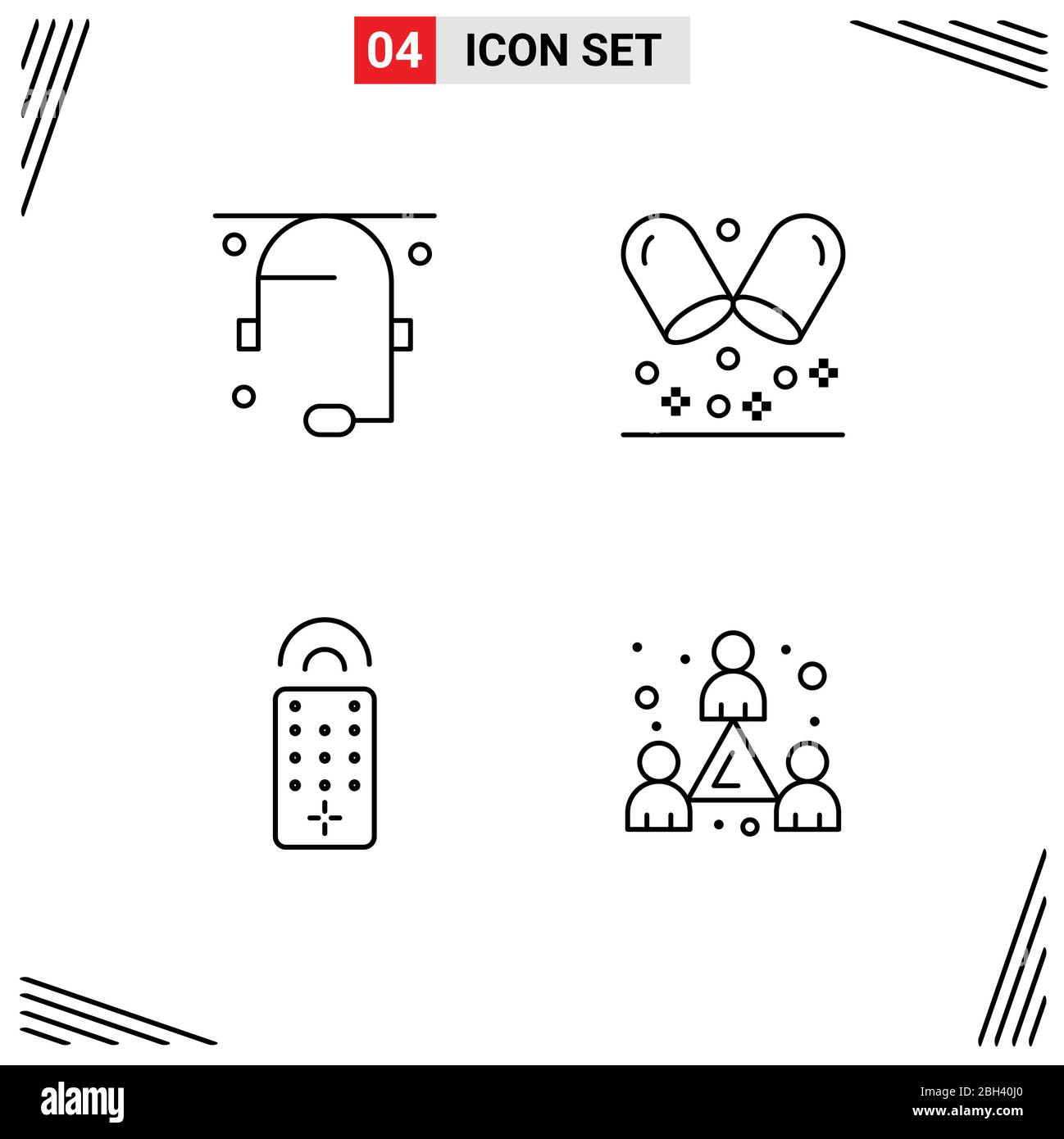 4 Creative Icons Modern Signs and Symbols of communication, tv, support, medical, headcount Editable Vector Design Elements Stock Vector