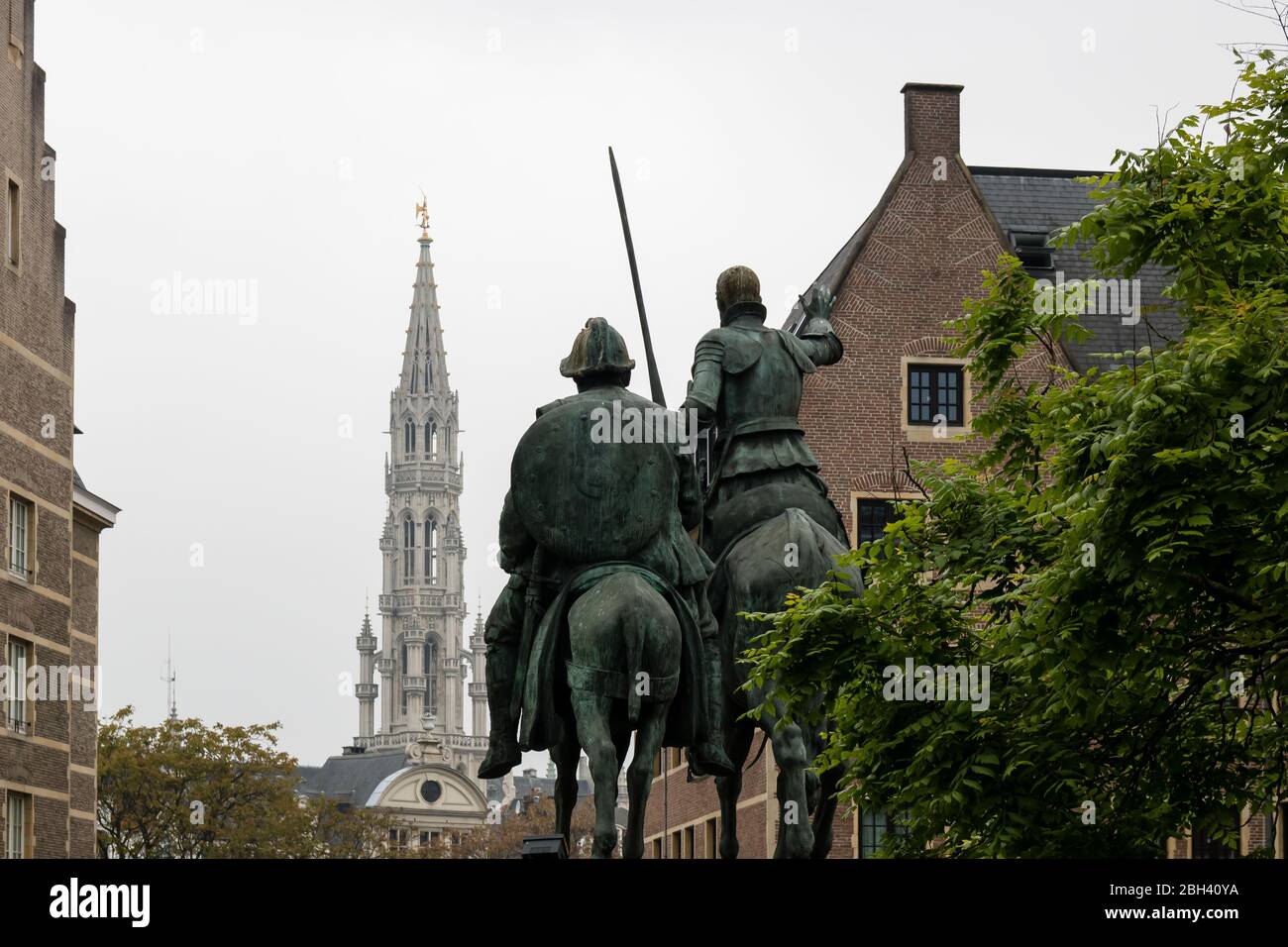 Brussels Monument of Don Quixote and Sancho Panza Stock Photo Alamy