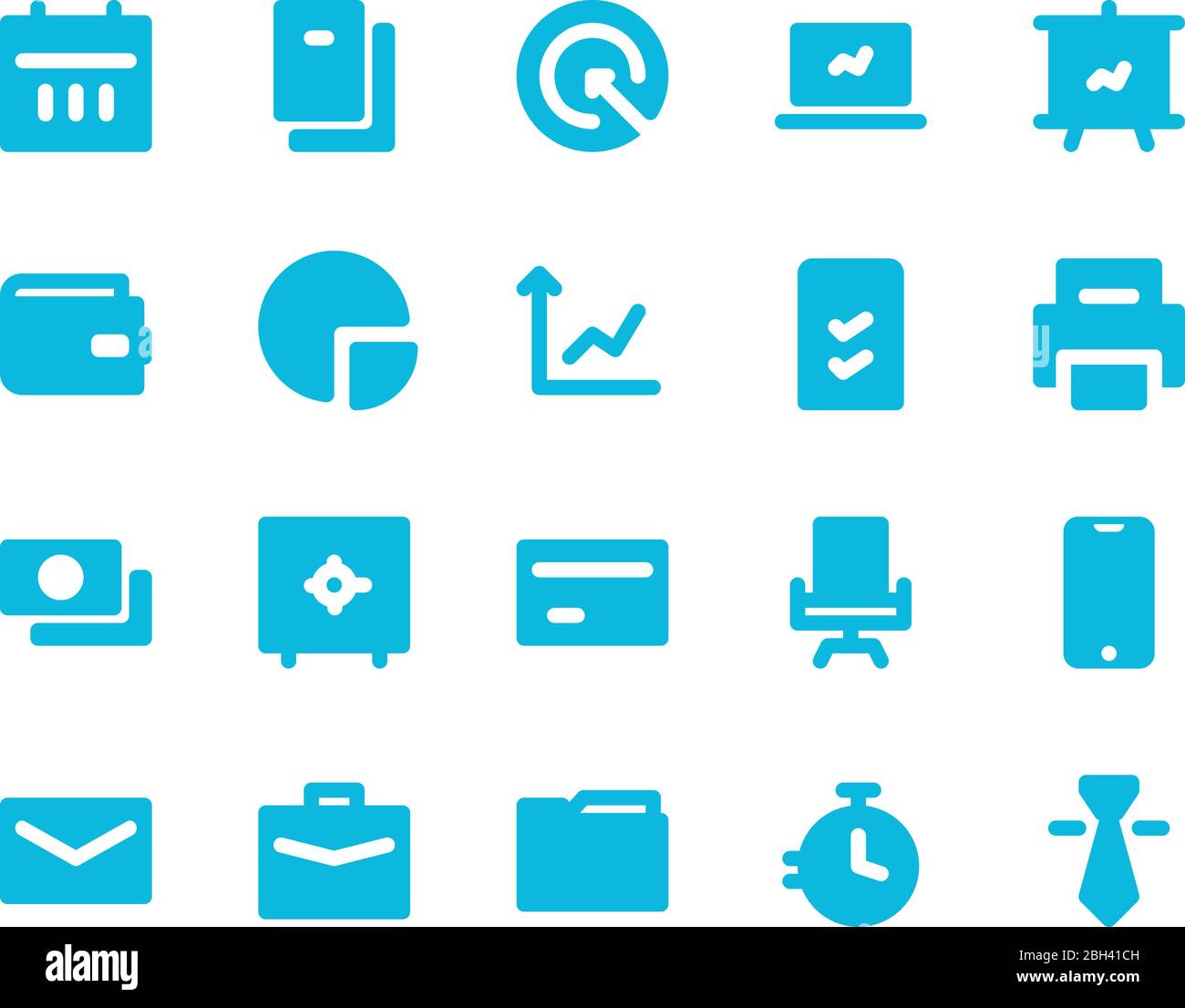 business and management solid icon set for any purpose website apps presentation Stock Vector