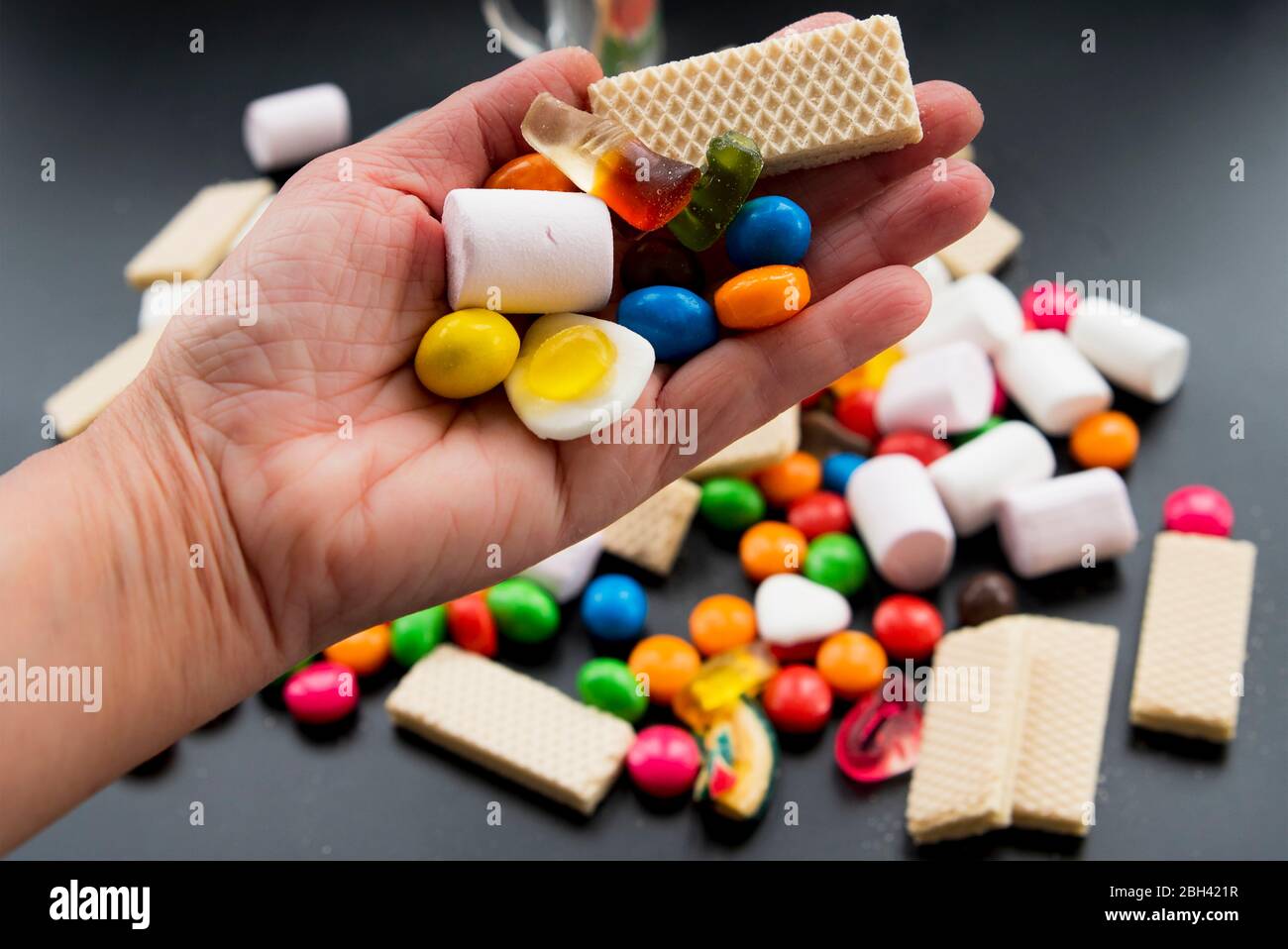An assortment of various candies Stock Photo