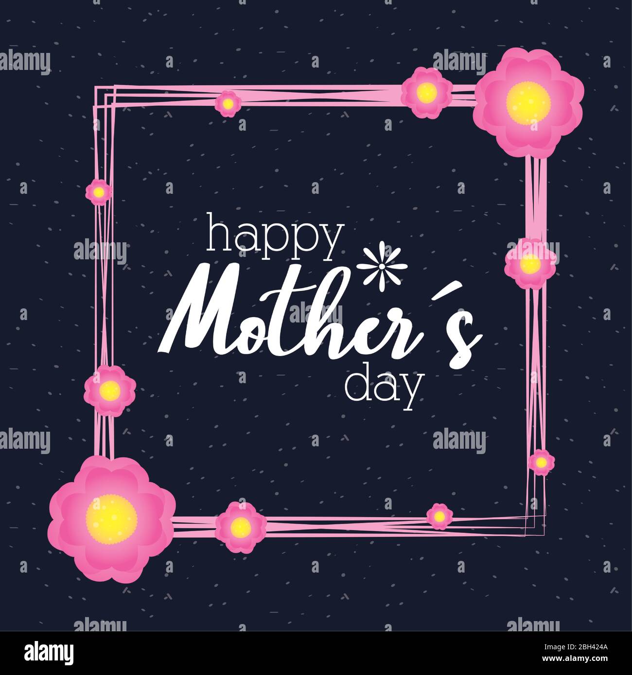 happy mothers day card with flowers square frame Stock Vector Image ...