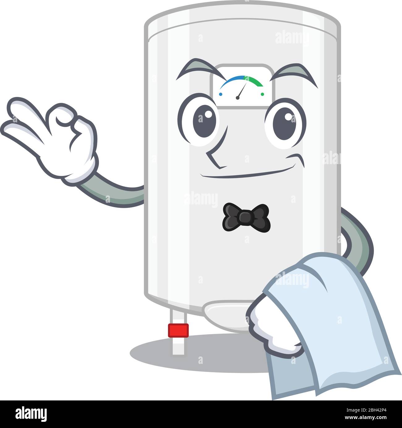 A cartoon character of gas water heater waiter working in the restaurant Stock Vector