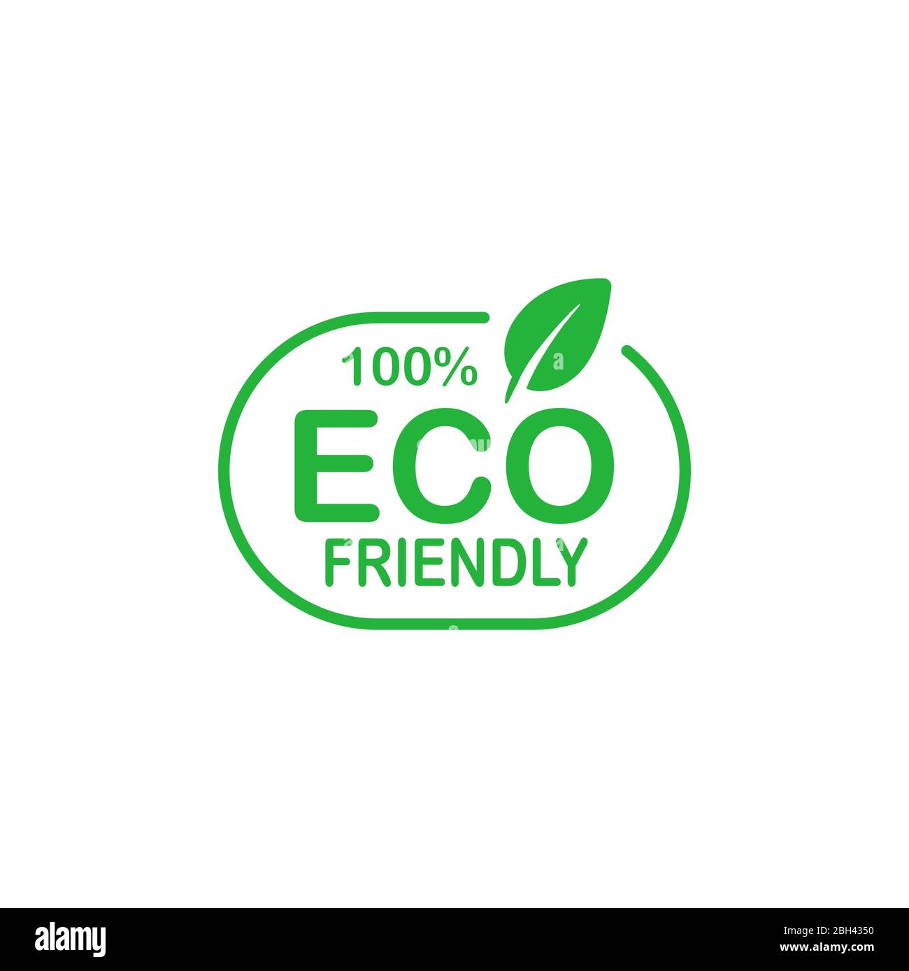 Eco friendly 100 percent green badge with tree leaf. Design element for packaging design and promotional material. Vector illustration. Stock Vector