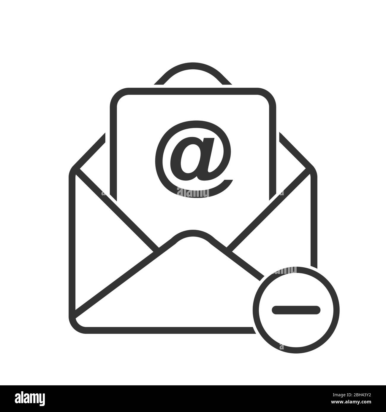 Simple vector mail icon, delete email. Stock design isolated on a white background for websites and apps, empty outline. Stock Vector