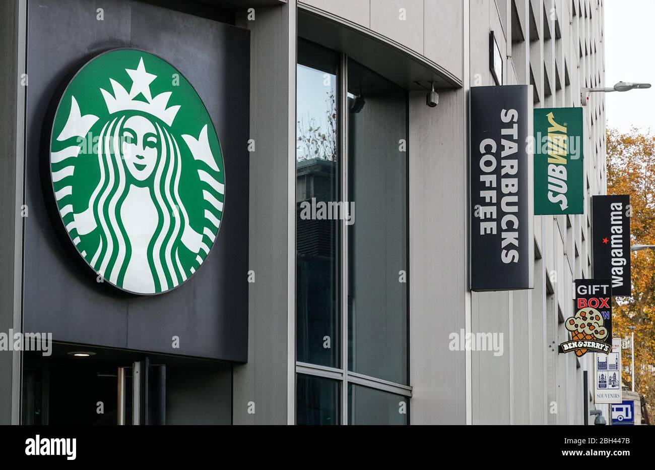 Starbucks Coffee cafe logo in London England United Kingdom UK Stock Photo