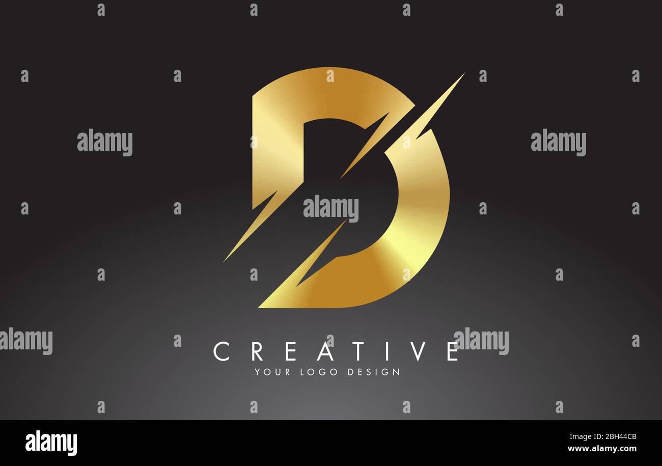 Golden D letter logo design with creative cuts. Creative vector ...