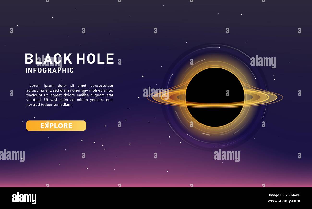 Infographic template for business and science. Modern Black hole banner ...