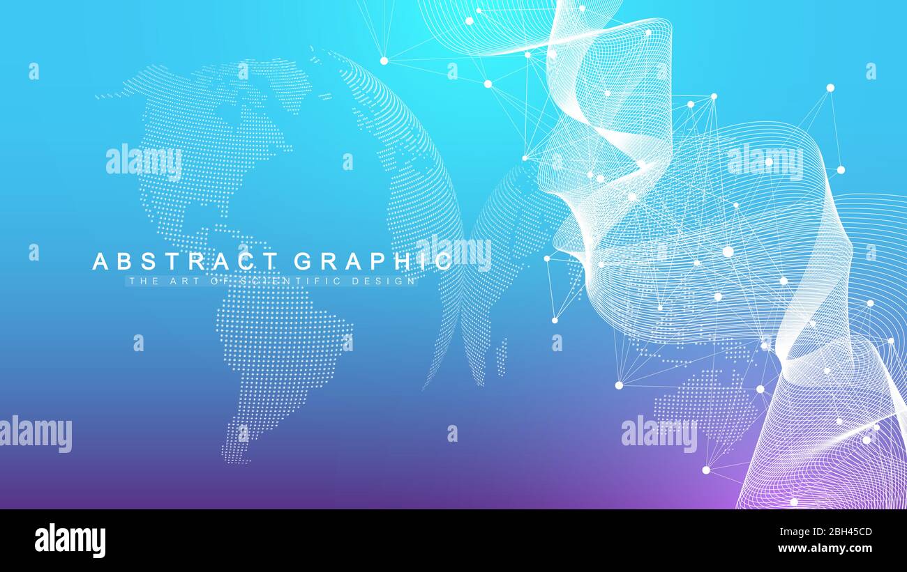 Geometric abstract background with connected line and dots. Network and connection background for your presentation. Graphic polygonal background Stock Vector