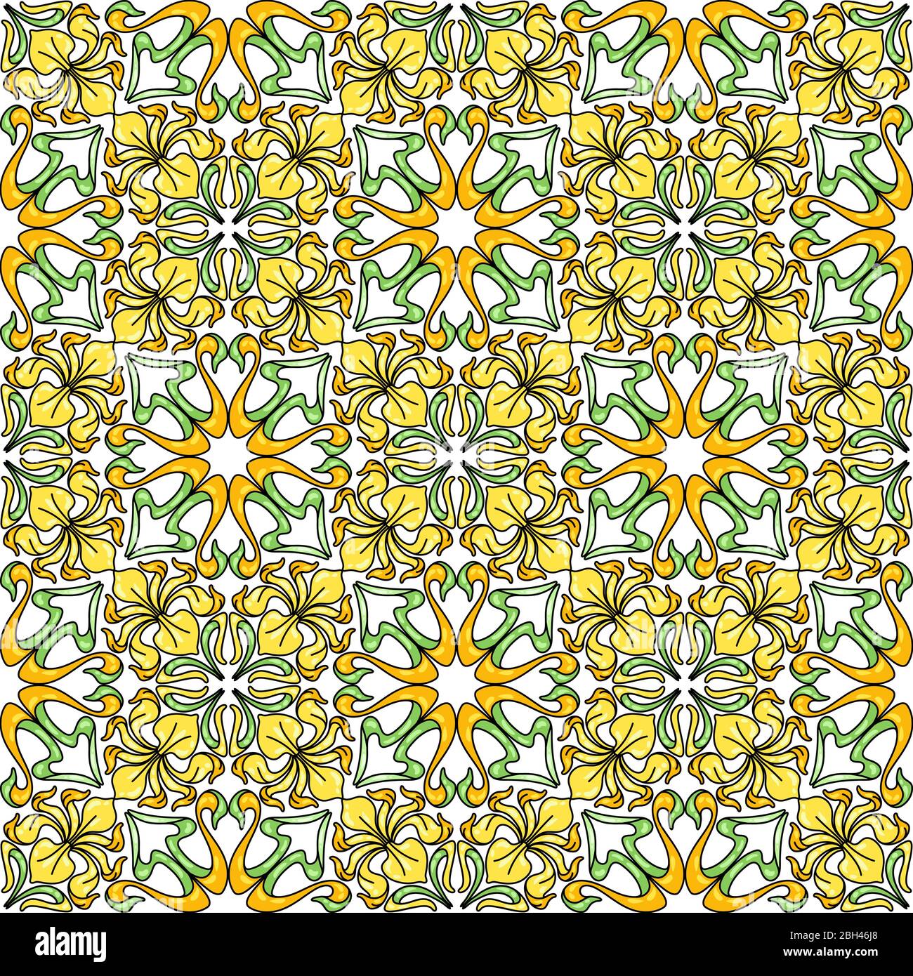 Art Nouveau seamless pattern. Floral motifs in retro style Stock Vector ...