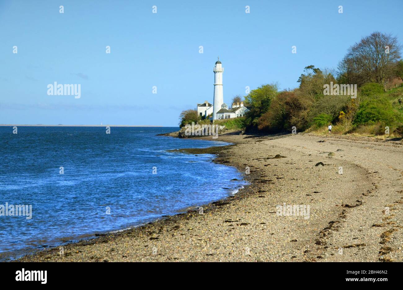 Tayport West Lighthouse, also know as Tayport High Light  situated on the Tay estuary near Dundee. Stock Photo