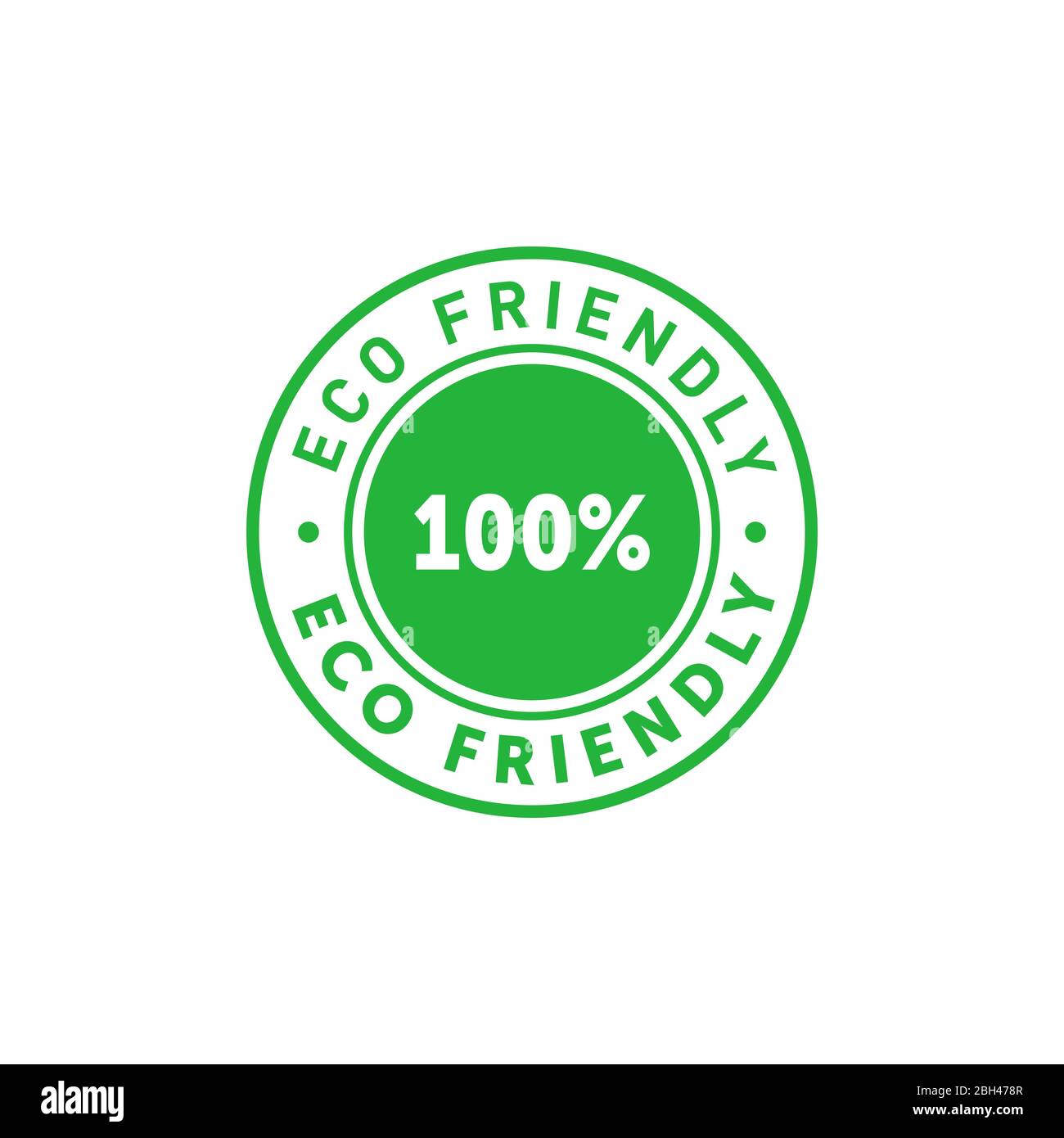 Eco Friendly 100 Percent Green Circle Sticker Design Element For