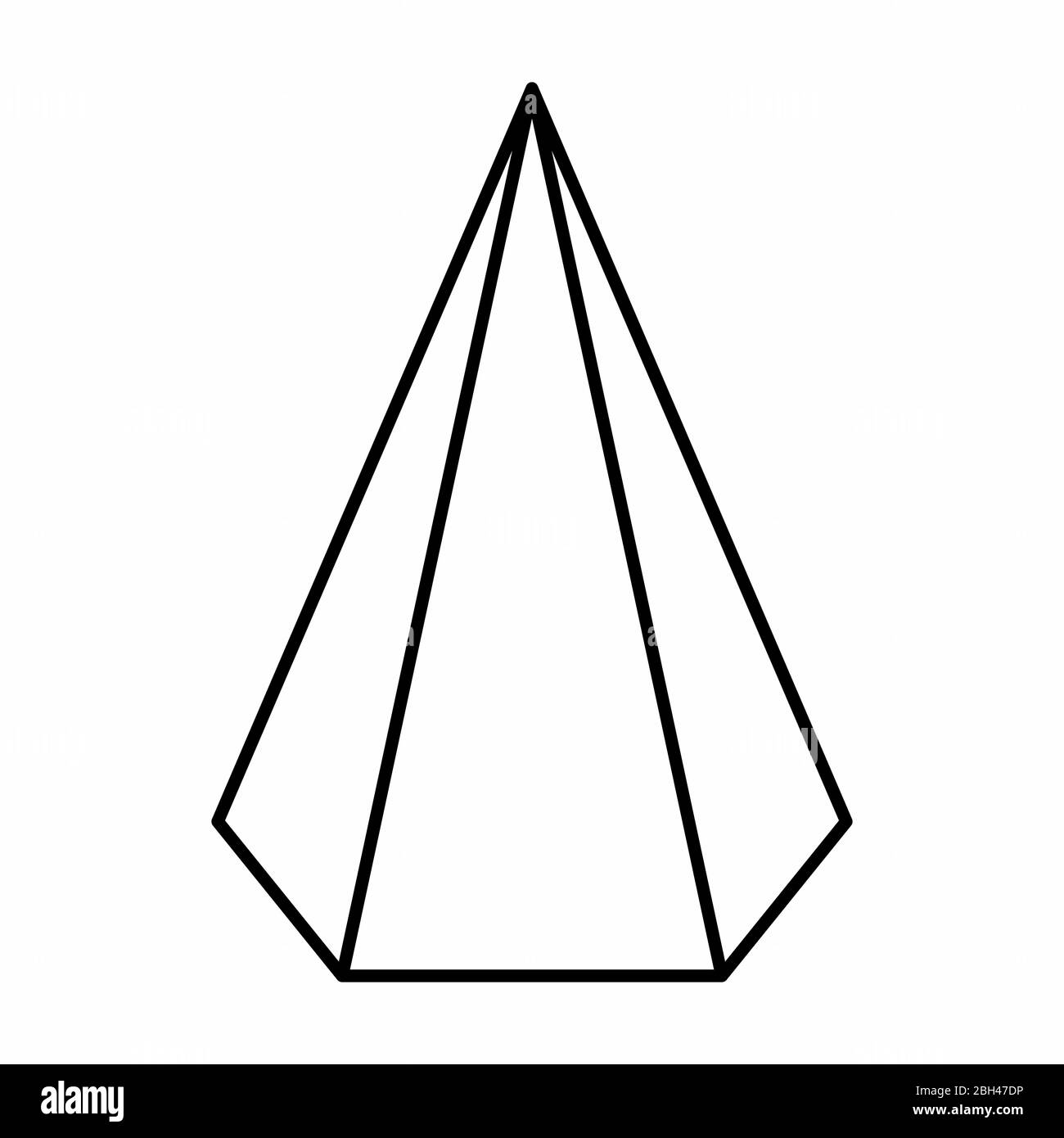 Hexagonal pyramid linear icon illustration on white background Stock Vector