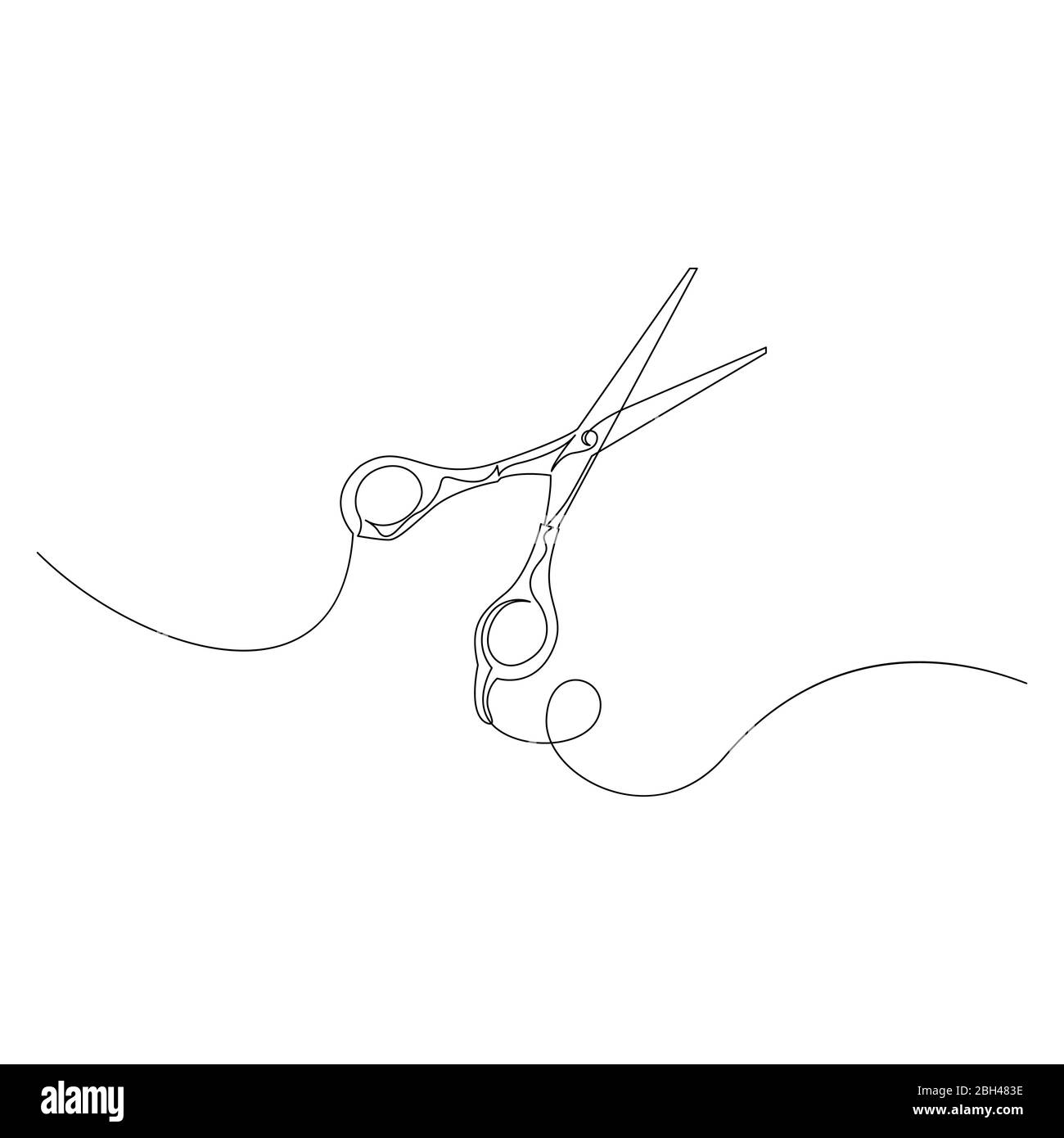 Continuous one line drawing scissors. Vector illustration. Stock Vector