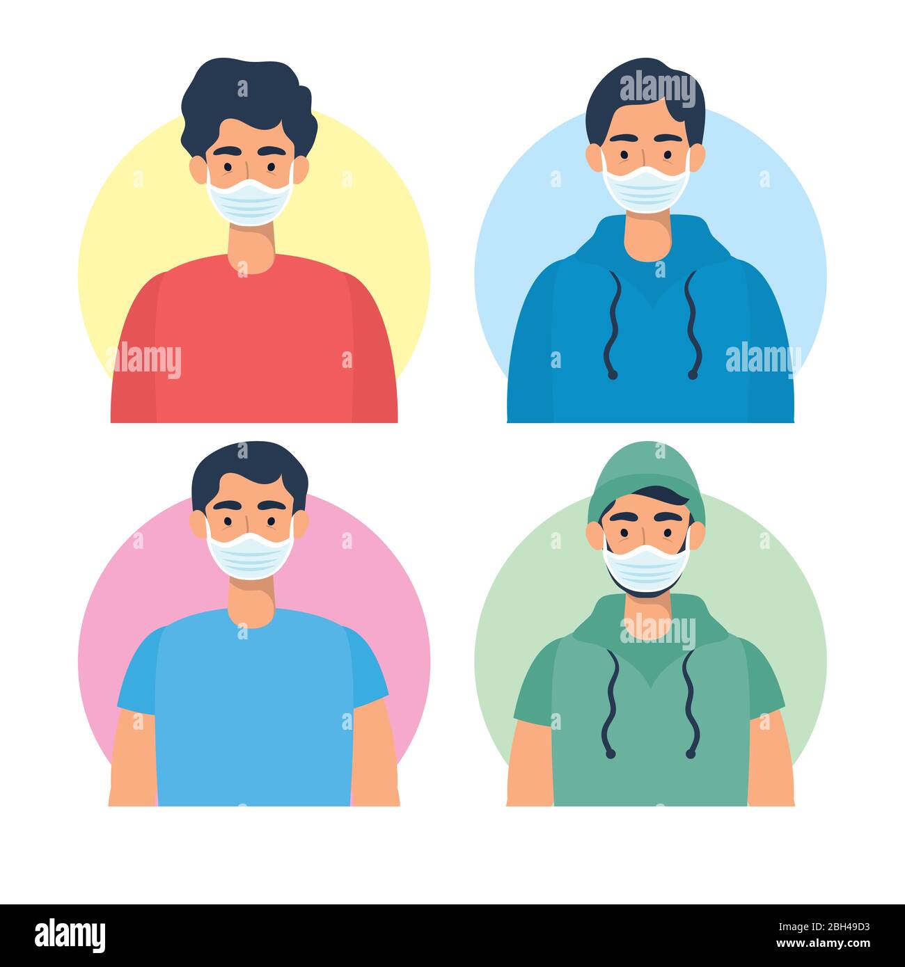 young men using face masks characters Stock Vector Image & Art - Alamy