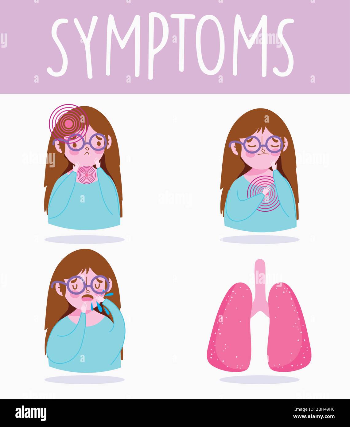 covid 19 coronavirus infographic, girl symptoms disease fever, dry