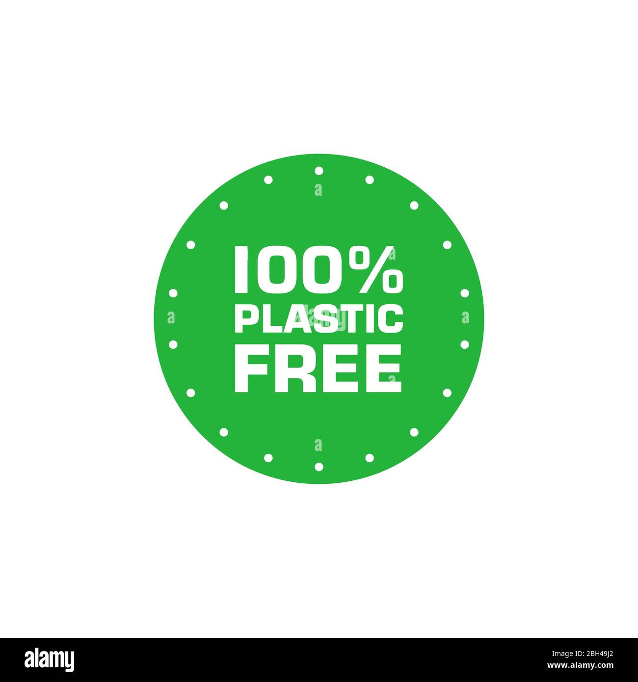 Plastic free 100 percent green sticker. Eco friendly concept design