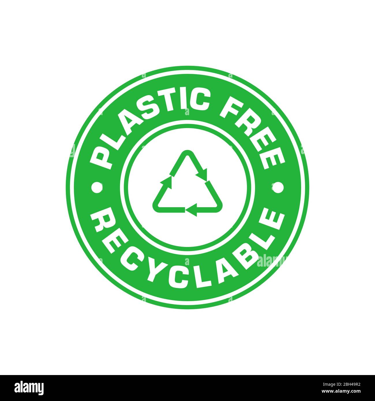 Plastic free green emblem, Recyclable. Recycle triangle. Vector illustration. Stock Vector