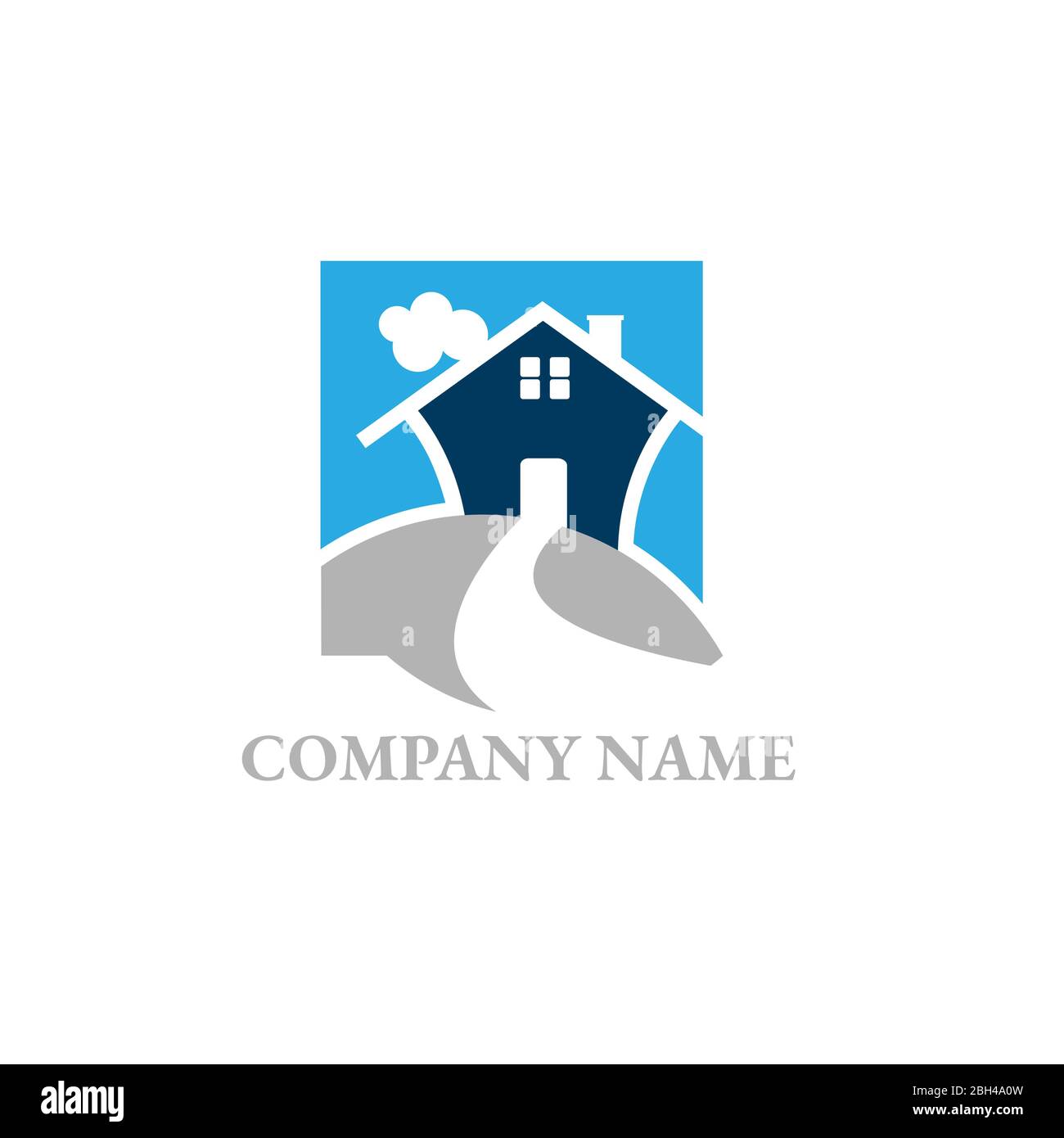 Vector logo design template of forest and house that made from a simple scratch. Building vector silhouette. Vector logo illustration Stock Vector