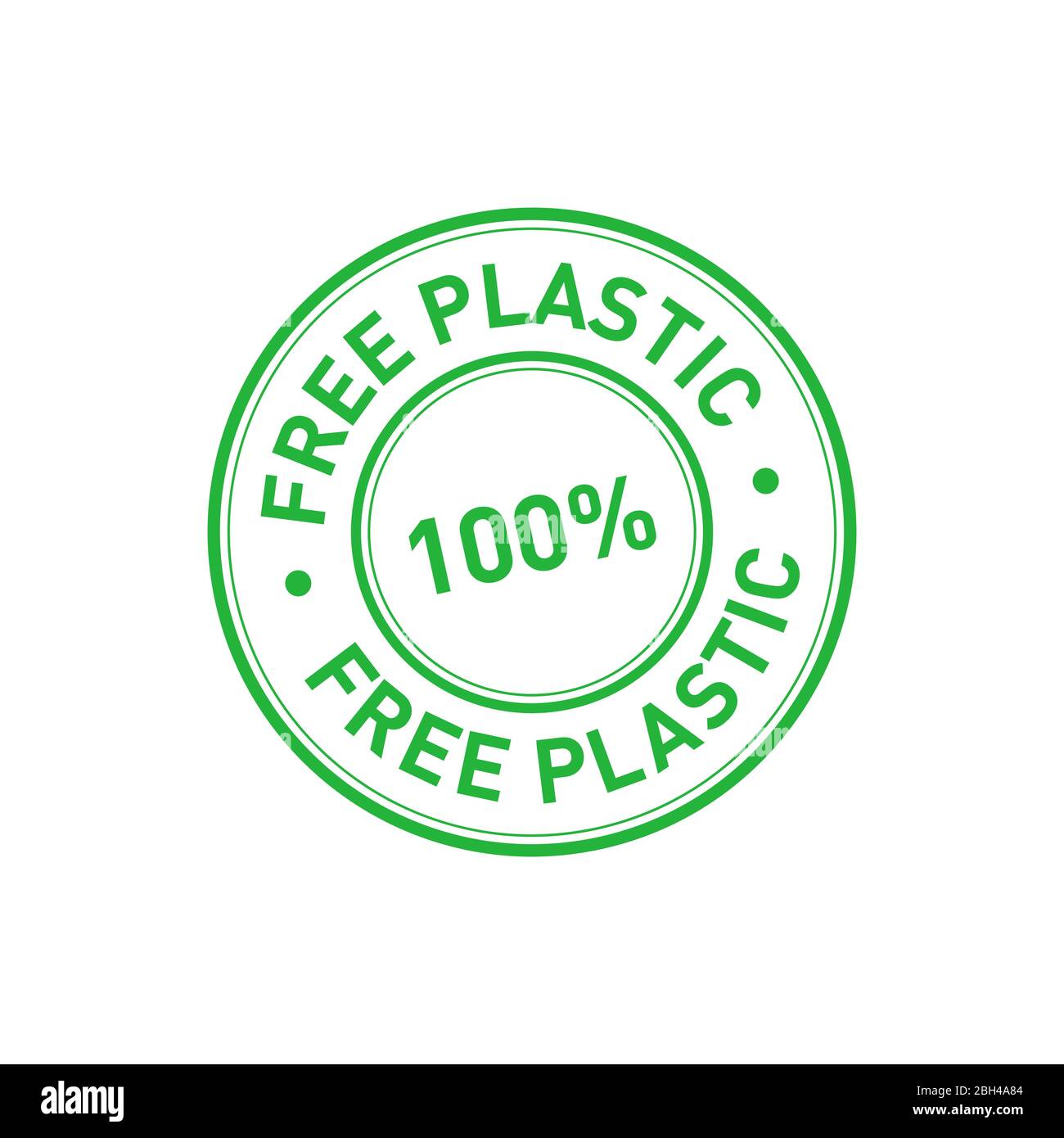 100 percent plastic free sign stamp Royalty Free Vector