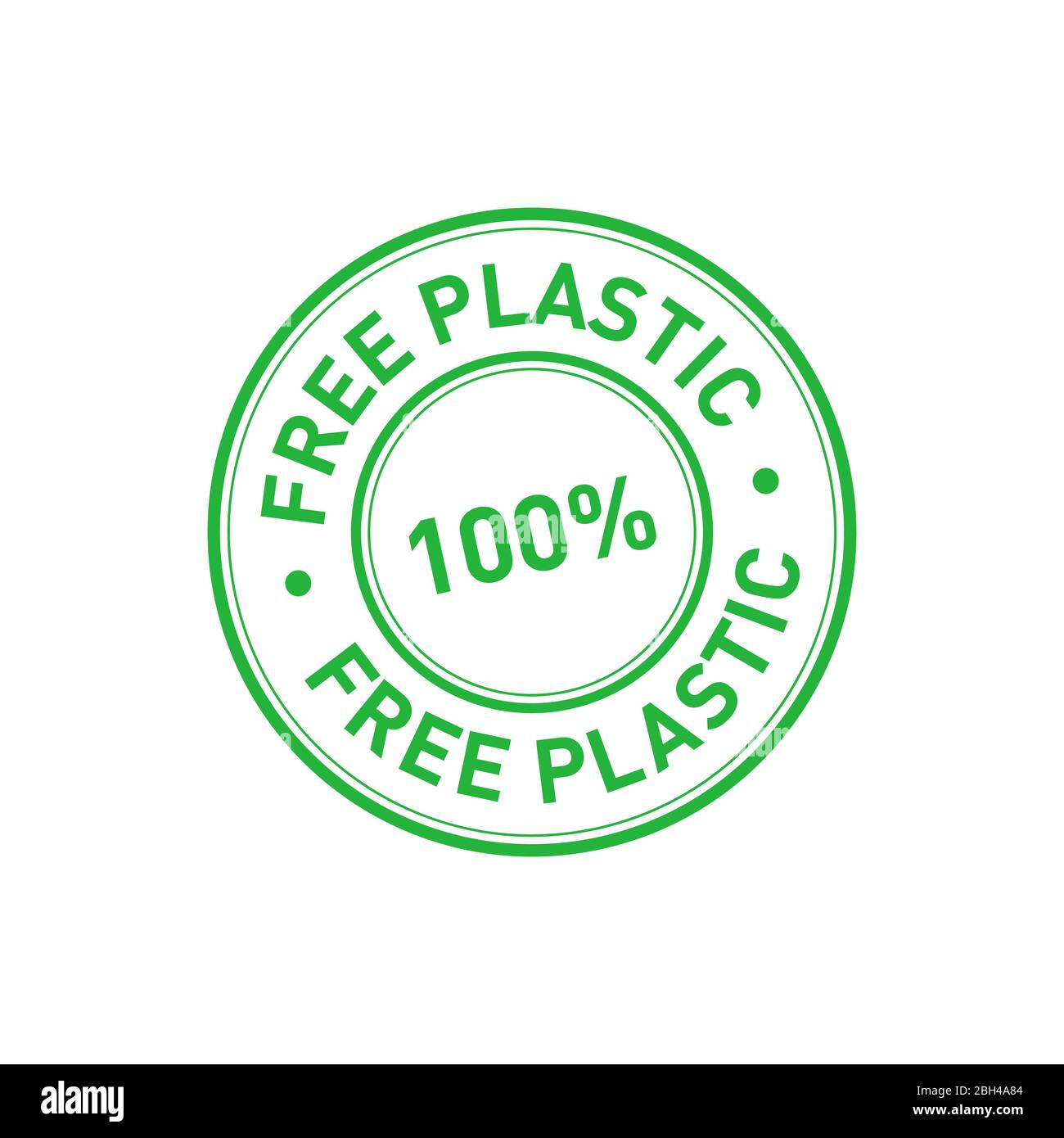 Plastic free green sticker. 100 percent free plastic certificate emblem