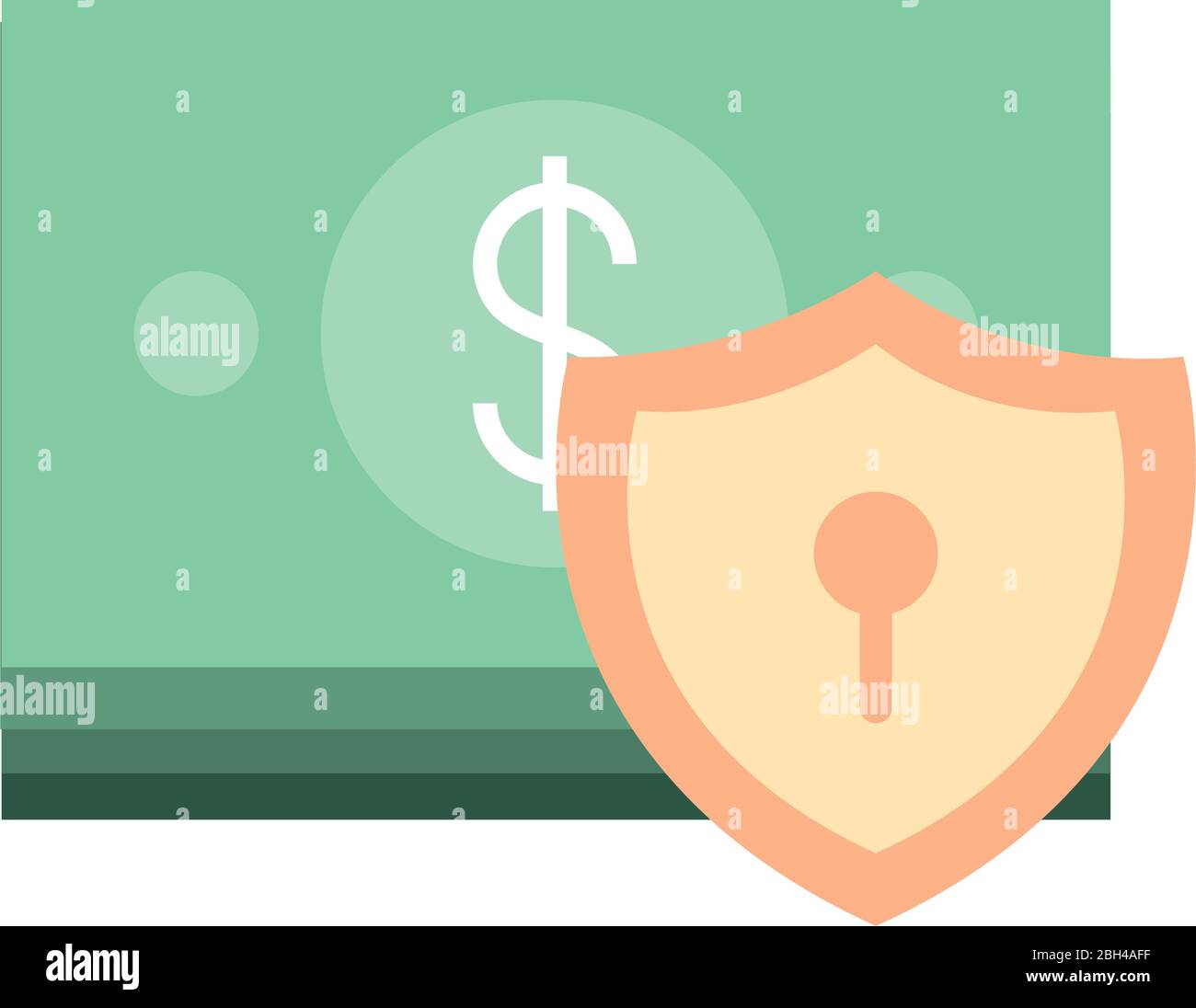 mobile banking, stacked of banknote money protection vector
