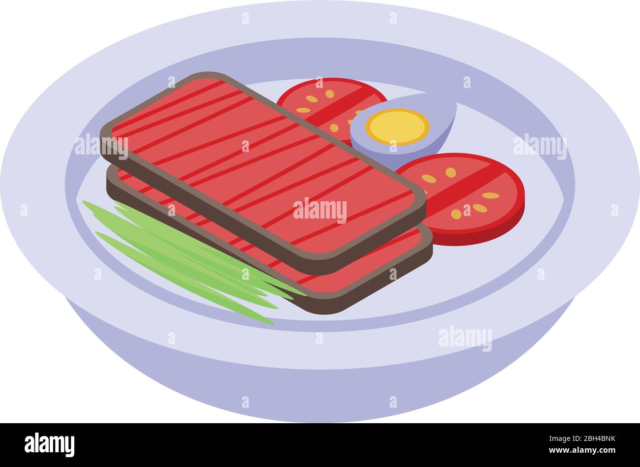 French healthy breakfast icon, isometric style Stock Vector