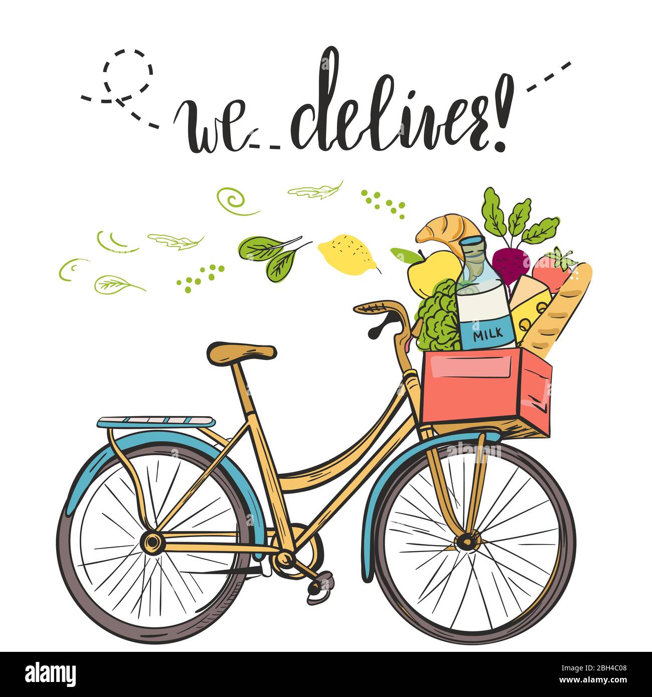 Food groccery delivery concept. Stock Vector