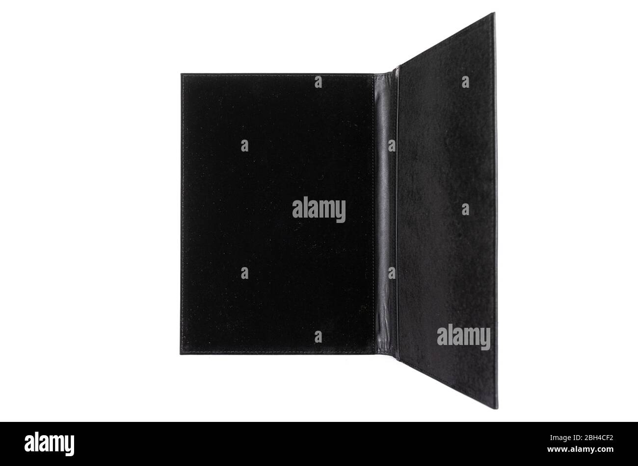 leather open portfolio for documents on a white background. Stock Photo