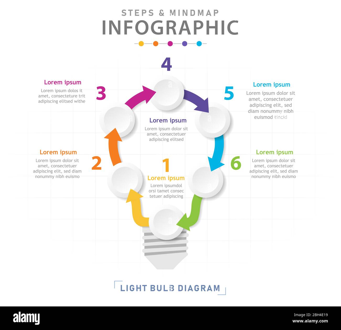 Infographic template for business. 6 Steps Modern Mindmap diagram with ...