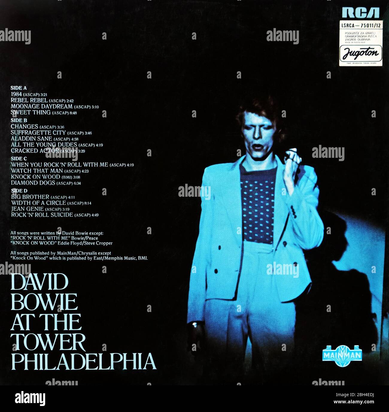 David Bowie: LP back cover 'David Live' Stock Photo - Alamy
