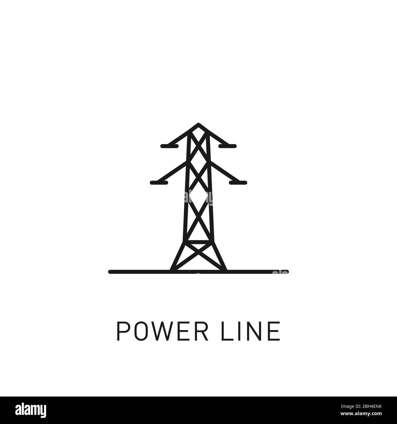 Power line thin line icon. Design element for renewable energy, green technology. Vector illustration. Stock Vector