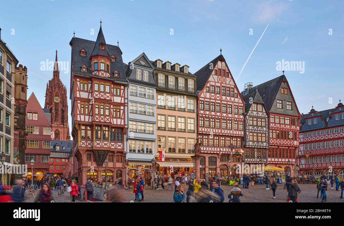Frankfurt am Main, Germany, Febr 15 2020: Roemerberg Square in Frankfurt's Old Town in a winter and sunny afternoon Stock Photo