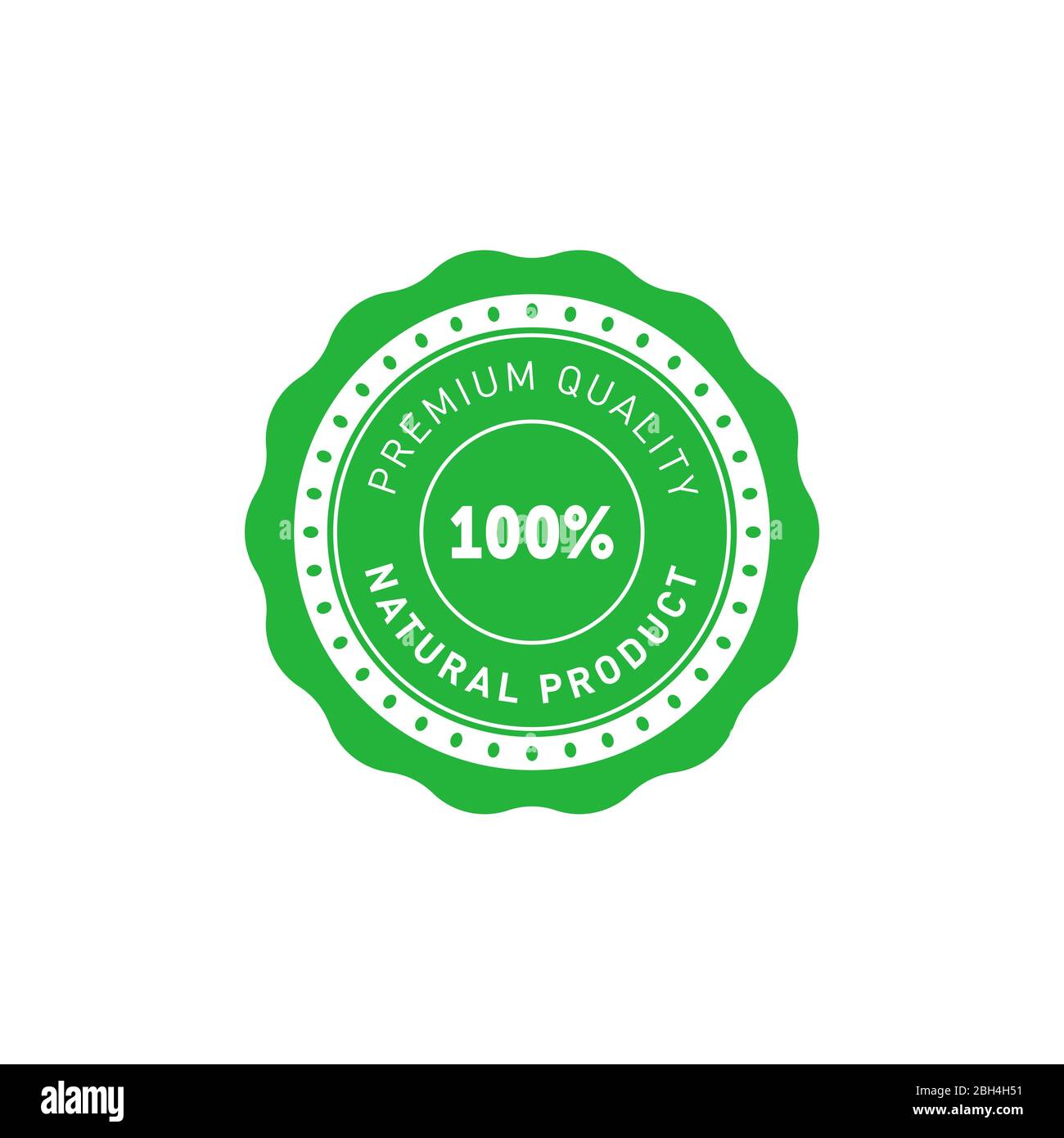 100 percent natural product premium quality sticker. Design element for packaging design and promotional material. Vector illustration. Stock Vector
